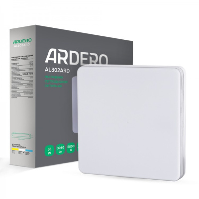 Накладний світлодіодний світильник Ardero AL802ARD 36W квадрат 3060Lm 5000K 230*230*40mm