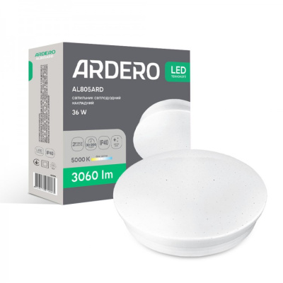 Накладний світлодіодний світильник Ardero AL805ARD 36W коло 3060Lm 5000K 230*40mm зорян небо
