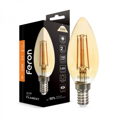 Лампа світлодіодна (свічка) Feron C37 Е14 4W 2200K LED 230V 400Lm