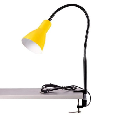 Лампа настільна металева в стилі лофт на струбцині жовта SWT-1014 