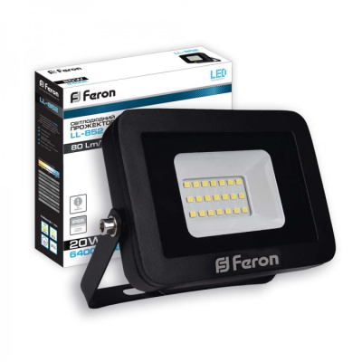 Світлодіодний прожектор Feron LL-852 20W 6400K IP65 чорний