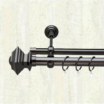 Карниз металевий Orvit Борджеза двохрядний 25/19 мм 160см онікс опозитний