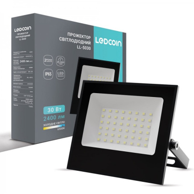 Світлодіодний прожектор Ledcoin LL-5030 30Вт 6500K IP65чорний