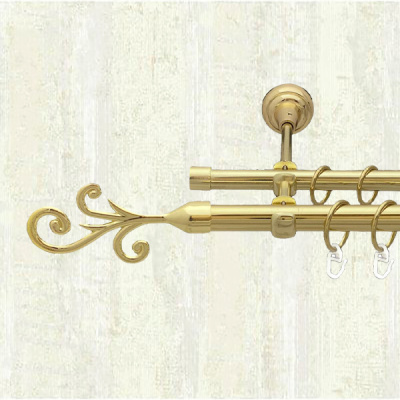 Карниз металевий Orvit Фала двохрядний 19/16 мм відкритий 300см золото