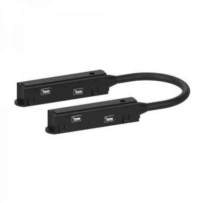 Кутовий коннектор живлення для низьковольтного шинопровода Feron LD3002 чорний гнучкий