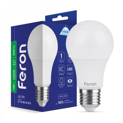 Світлодіодна лампа Feron 10W E27 6400K