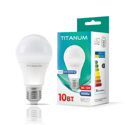 10W E27 4100K 12V  лампа  A60  LED TITANIUM