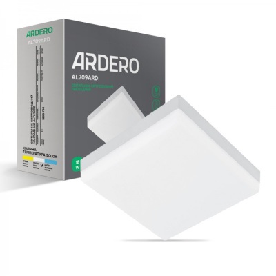 Накладний світлодіодний світильник Ardero AL709ARD квадрат 18W 1800Lm 5000K 120*120*40mm