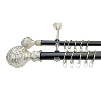 Карниз металевий Orvit Арабеска-Арабеска двохрядний 25/19 мм 300см чорний/сатин