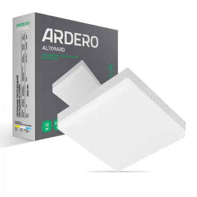 Накладний світлодіодний світильник Ardero AL709ARD квадрат 32W 3200Lm 5000K 225*225*40mm