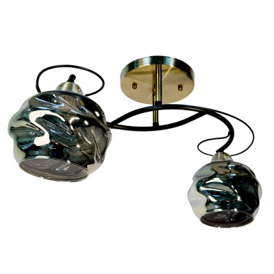 Люстра стельова на два плафони Л 7605 AB+BK чорна/антик