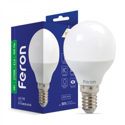 Світлодіодна лампа Feron Standard 6W E14 2700K  LB-745