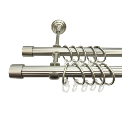 Карниз металевий Orvit Заглушка двохрядний 19/19 мм відкритий 160см сатин рифлена