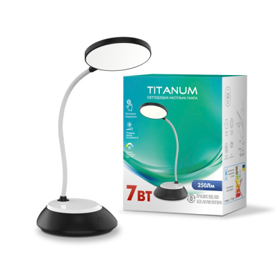 LED лампа настільна TITANUM TLTF-022B 7W 3000-6500K USB чорна