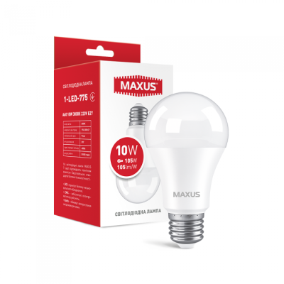 А60 10W 3000K 220V Е27 Лампа світодіодна Максус
