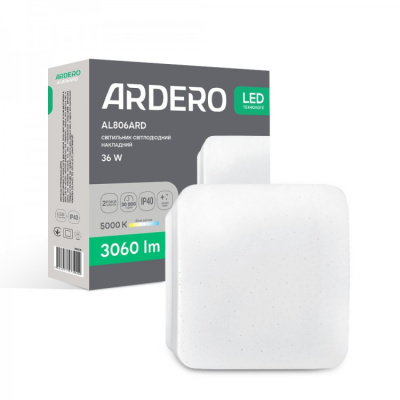 Накладний світлодіодний світильник Ardero AL806ARD 36W квадрат  3060Lm 5000K  зорян небо