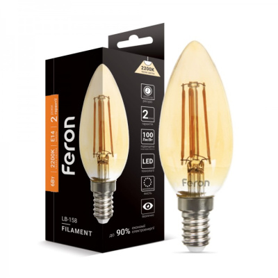C37 Е14 6W 2200K LED 230V  600Lm зол. Лампа світодіодна Ферон